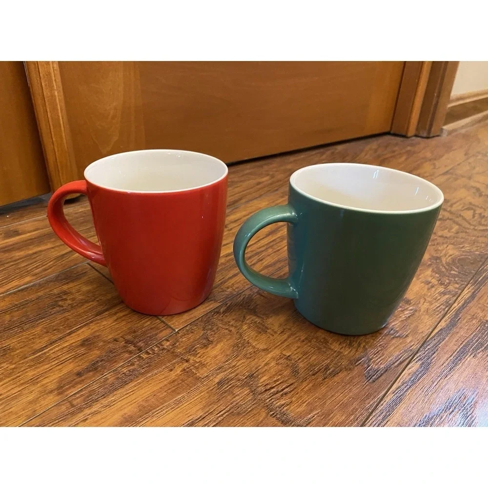 Starbucks Red Green Tea Christmas Coffee Mugs Cups 12oz Pair Set Drink ware